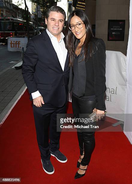 Adam Del Deo and Lisa Nishimura arrive at the "Keith Richards: Under The Influence" premiere during 2015 Toronto International Film Festival held at...