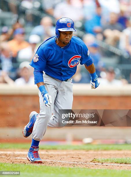 Jonathan Herrera of the Chicago Cubs in action against the New York Mets at Citi Field on July 2, 2015 in the Flushing neighborhood of the Queens...