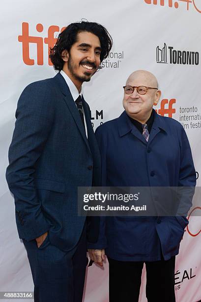 Actor Dev Patel and producer Edward R. Pressman attend the premiere of 'The Man Who Knew Infinity' at Roy Thomson Hall on September 17, 2015 in...