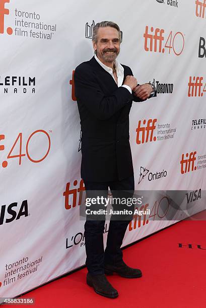 Actor Jeremy Irons attends the premiere of 'The Man Who Knew Infinity' at Roy Thomson Hall on September 17, 2015 in Toronto, Canada.