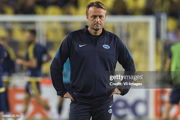 Coach Erling More of Molde FK during the UEFA Europa League match between Fenerbahce SK v Molde FK on September 17, 2015 at the Sukru Saracoglu...