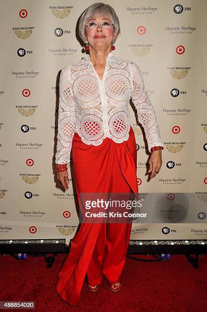 Host Rita Moreno poses for a photo during the 2015 Hispanic Heritage Awards at the Warner Theatre on September 17, 2015 in Washington, DC.