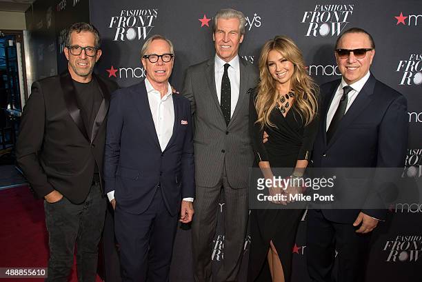 Kenneth Cole, Tommy Hilfiger, Macy's Chairman and CEO Terry Lundgren, Thalia, and Tommy Mottola attend Macy's Presents Fashion's Front Row during...