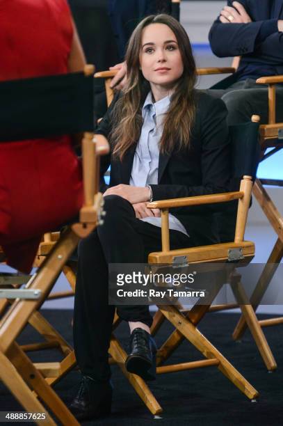 Actress Ellen Page tapes an interview at "Good Morning America" at the ABC Times Square Studios on May 8, 2014 in New York City.