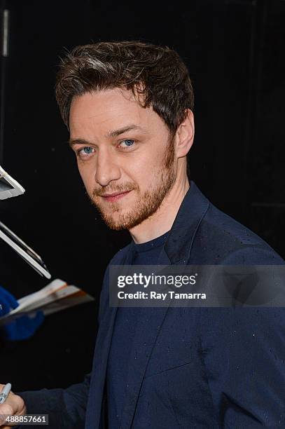 Actor James McAvoy leaves the "Good Morning America" taping at the ABC Times Square Studios on May 8, 2014 in New York City.