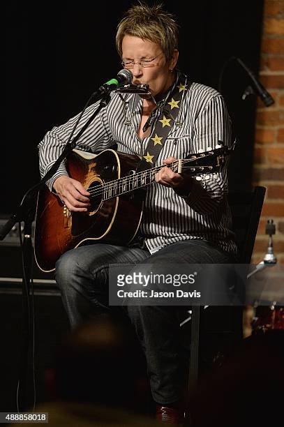 Recording artist Mary Gauthier performs at The Listening Room during the 16th Annual Americana Music Fest on September 17, 2015 in Nashville,...
