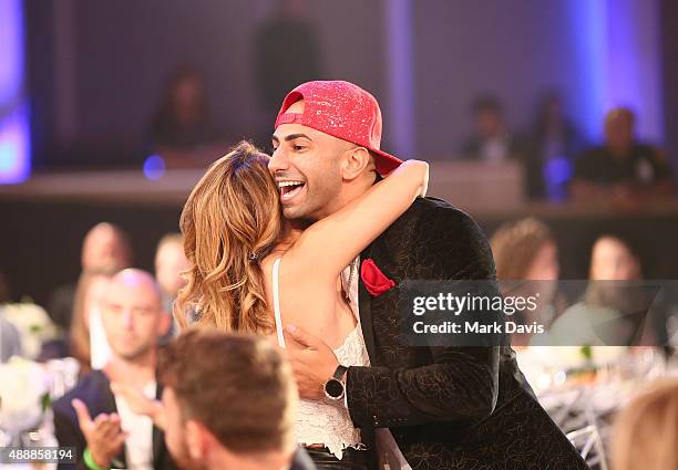 Internet personality Yousef Saleh Erakat, aka Fousey reacts after being awarded for Best Show of the Year at VH1's 5th Annual Streamy Awards at the...