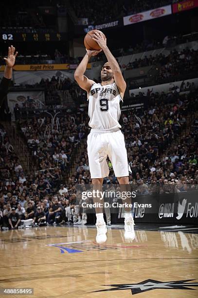 May 8: Tony Parker of the San Antonio Spurs shoots the ball against the Portland Trail Blazers during Game Two of the Western Conference Semifinals...