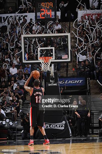 May 8: LaMarcus Aldridge of the Portland Trail Blazers shoots the ball against the San Antonio Spurs during Game Two of the Western Conference...