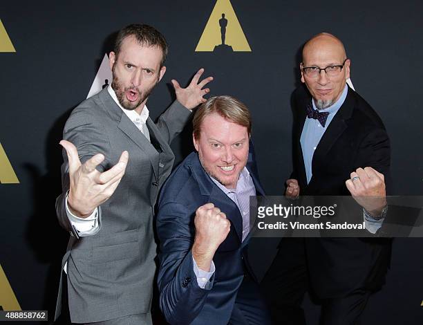 Chris Williams, Don Hall and Roy Conli attend The Academy of Motion Picture Arts and Sciences 42nd Student Academy Awards at AMPAS Samuel Goldwyn...