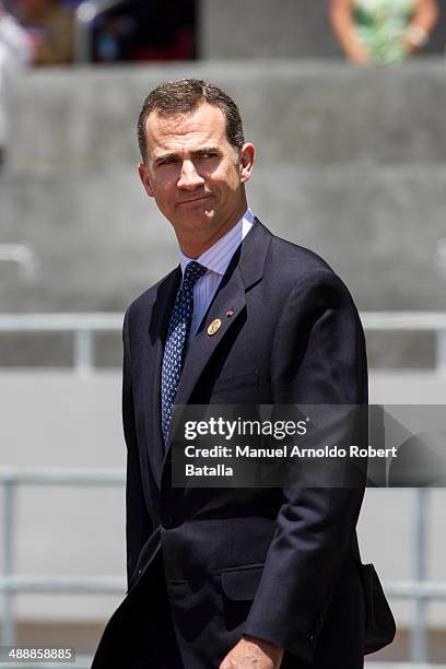 Crown Prince Felipe of Asturias attends the Inauguration Day of Costa Rica's elected President Luis Guillermo Solis at National Stadium on May 08,...