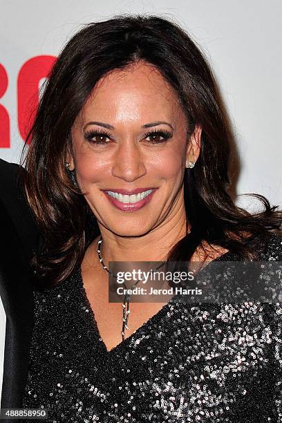 California Attorney General Kamala Harris attends The Broad Museum Black Tie Inaugural Dinner at The Broad on September 17, 2015 in Los Angeles,...