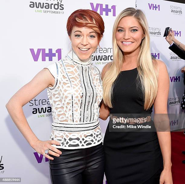 Musician Lindsey Stirling and internet personality Justine Ezarik attend VH1's 5th Annual Streamy Awards at the Hollywood Palladium on Thursday,...