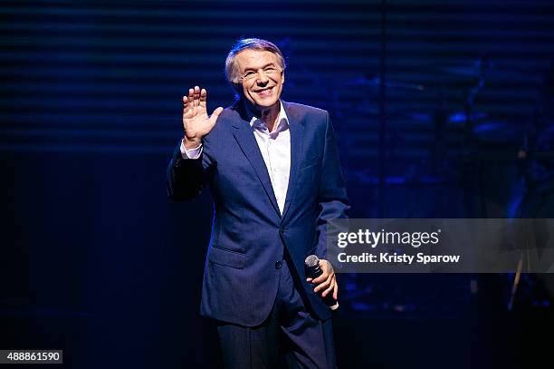 Salvatore Adamo performs during the 'Leurs Voix Pour L'Espoir 2015' Concert at L'Olympia on September 17, 2015 in Paris, France.