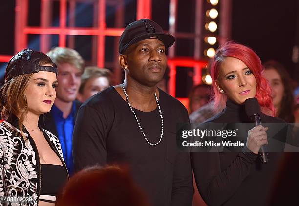 Recording artists JoJo, DeStorm Power, and internet personality Jenna Marbles speak at VH1's 5th Annual Streamy Awards at the Hollywood Palladium on...