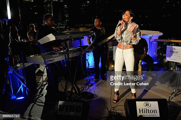 Grammy Award-winning songwriter Bridget Kelly performs during Our Stage. Your Story. Event hosted by Hilton Hotels & Resorts at Hilton Checkers Los...