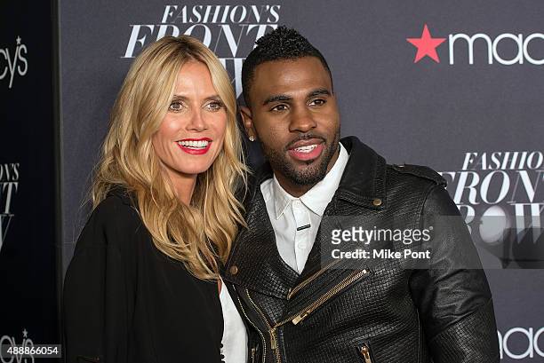 Heidi Klum and Singer Jason Derulo attend Macy's Presents Fashion's Front Row during Spring 2016 New York Fashion Week at The Theater at Madison...
