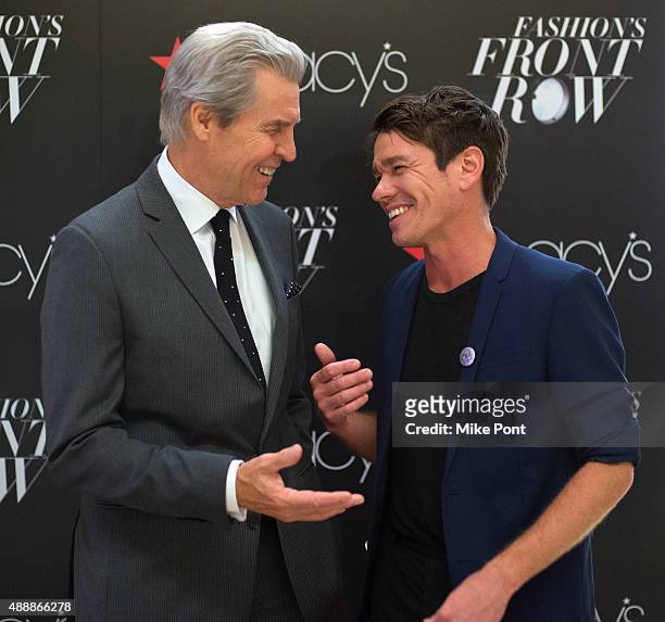 Macy's Chairman and CEO Terry Lundgren and Singer Nate Ruess attend Fashion's Front Row after party during Spring 2016 New York Fashion Week at...