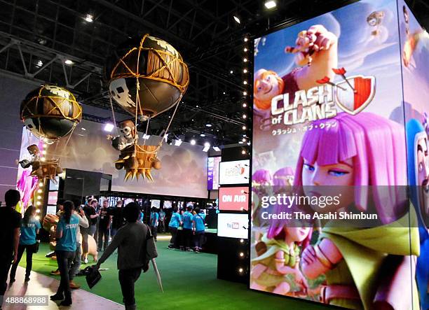 General view of the Supercell booth during the Tokyo Game Show 2015 on September 17, 2015 in Chiba, Japan.