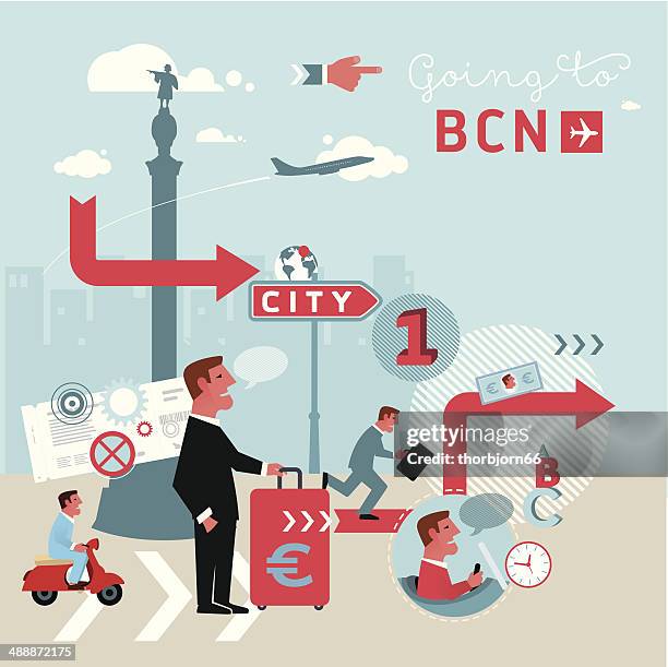 going to barcelona - christopher columbus stock illustrations
