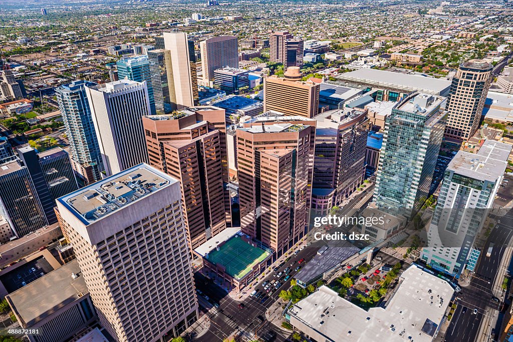 Phoenix Arizona Innenstadt Stadt skyline Luftbild von Wolkenkratzern