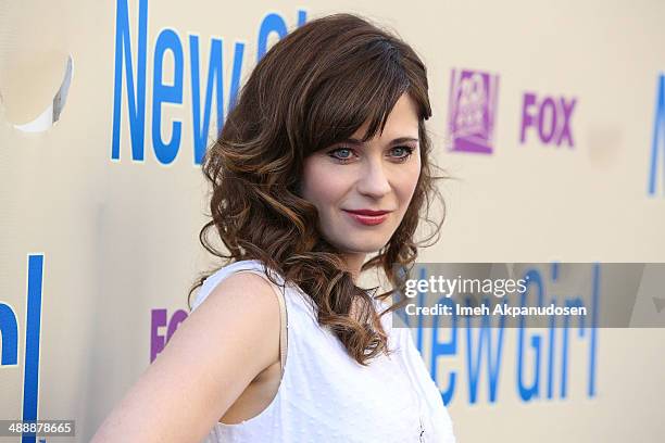Actress Zooey Deschanel attends the 'New Girl' Season 3 Finale Screening and cast Q&A at Zanuck Theater at 20th Century Fox Lot on May 8, 2014 in Los...