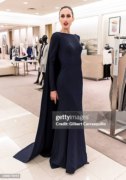 Model Anna Cleveland attends the Zac Posen Pre-Fall And Fall 2014 Collections Preview at Saks Fifth Avenue on May 8, 2014 in Bala-Cynwyd,...