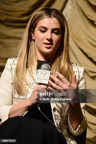 Zoe Levin and attends the Film Independent at LACMA screening + Q&A of Palo Alto at Bing Theatre At LACMA on May 8, 2014 in Los Angeles, California.