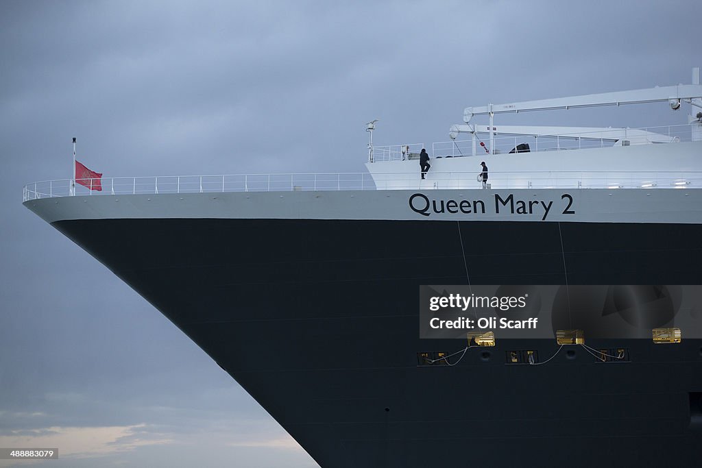 Queen Elizabeth, Queen Mary 2 and Queen Victoria Cruise Ships Arrive In Southampton