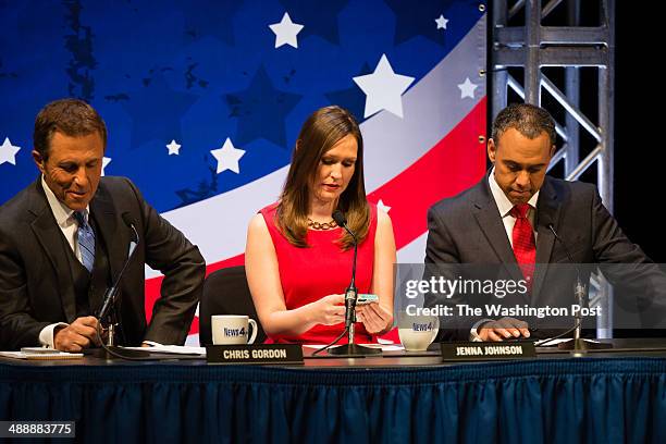 Panelists, from left to right, Chris Gordon from News4, Jenna Johnson from The Washington Post via Getty Images, and Chris Lawrence, from New4, tweet...