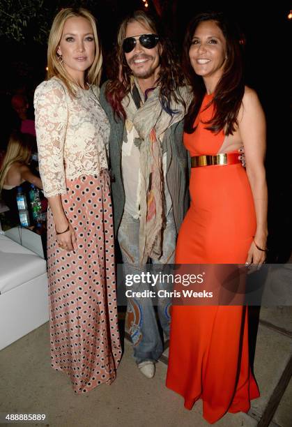 Actress Kate Hudson, musician Steven Tyler and owner/designer of Chrome Hearts Laurie Lynn Stark attend Chrome Hearts & Kate Hudson Host Garden Party...