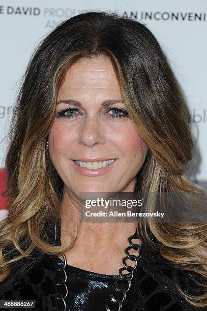 Actress Rita Wilson arrives at the Los Angeles premiere of "Fed Up" at Pacfic Design Center on May 8, 2014 in West Hollywood, California.