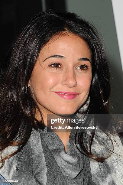 Actress Emmanuelle Chriqui arrives at the Los Angeles premiere of "Fed Up" at Pacfic Design Center on May 8, 2014 in West Hollywood, California.