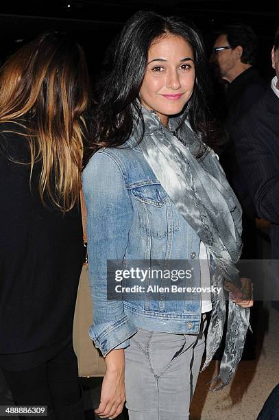 Actress Emmanuelle Chriqui arrives at the Los Angeles premiere of "Fed Up" at Pacfic Design Center on May 8, 2014 in West Hollywood, California.