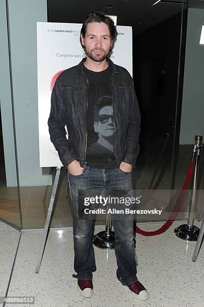 Singer Michael Johns arrives at the Los Angeles premiere of "Fed Up" at Pacfic Design Center on May 8, 2014 in West Hollywood, California.