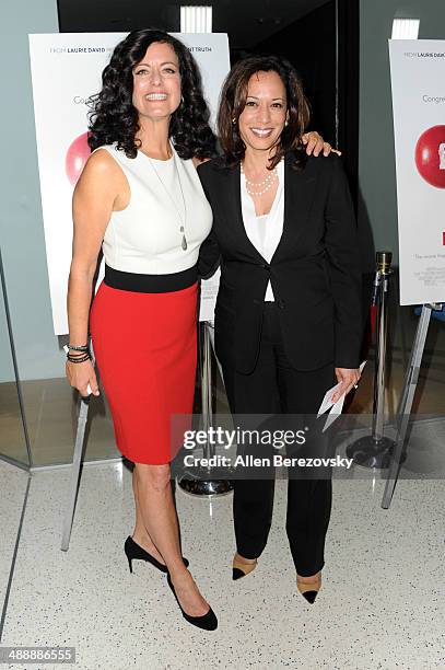 Producer Laurie David and Camilla Harris arrive at the Los Angeles premiere of "Fed Up" at Pacfic Design Center on May 8, 2014 in West Hollywood,...