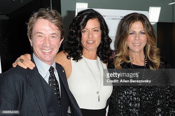 Actor Martin Short, producer Laurie David, and actress Rita Wilson arrive at the Los Angeles premiere of "Fed Up" at Pacfic Design Center on May 8,...