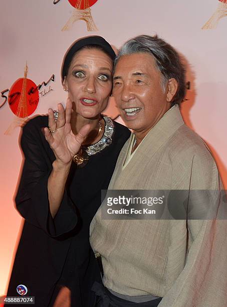 Top model Marpessa Hennink and Kenzo Takada attend the Kenzo Takada Celebrates 50 Years of Life in Paris at Le Pre Catalan on September 16, 2015 in...