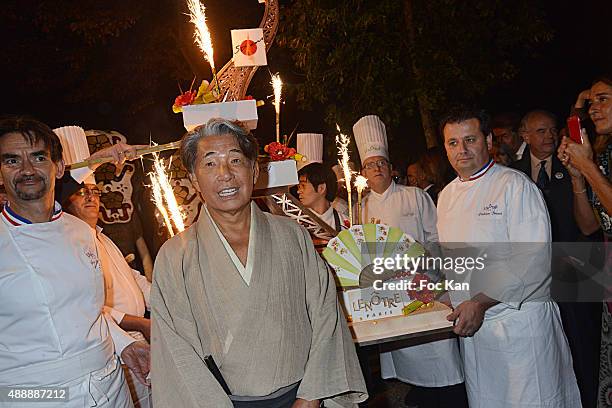 Kenzo Takada attends the Kenzo Takada Celebrates 50 Years of Life in Paris at Le Pre Catalan on September 16, 2015 in Boulogne Billancourt, France.