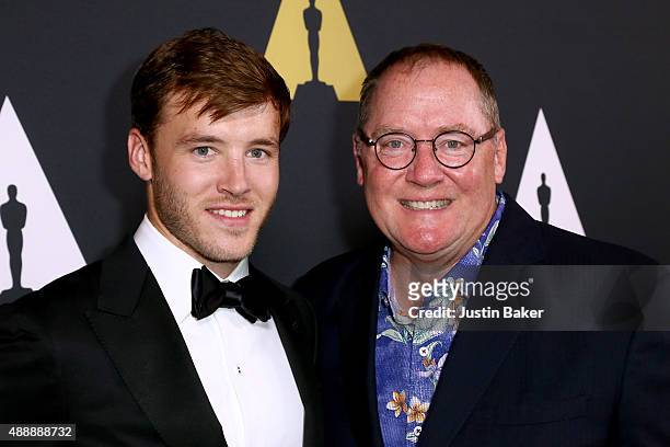 Bennett Lasseter and John Lasseter attend the Academy of Motion Picture Arts and Sciences' 42nd Student Academy Awards on September 17, 2015 in...