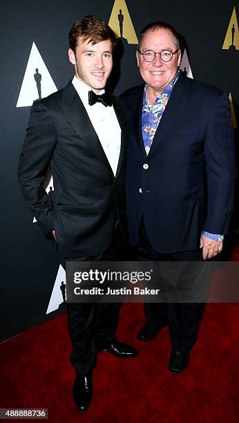 Bennett Lasseter and John Lasseter attend the Academy of Motion Picture Arts and Sciences' 42nd Student Academy Awards on September 17, 2015 in...