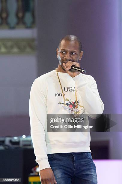 Giggs performs an unannounced set at the end of the GRM Daily Rated Awards on September 17, 2015 in London, England.