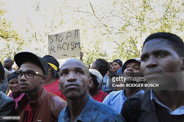 About a thousand protestors take part in a march organised by the South African Students Congress , with Open Stellenbosch, to protest against...