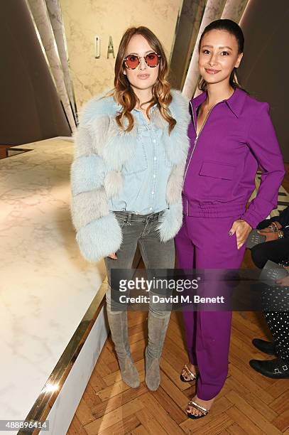 Rosie Fortescue and Leah Weller attend the DAKS show during London Fashion Week SS16 at The Lindley Hall on September 18, 2015 in London, England.