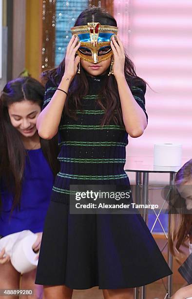 Selena Gomez visits the set of "Despierta America" to promote the film "Hotel Transylvania 2" at Univision Studios on September 18, 2015 in Miami,...