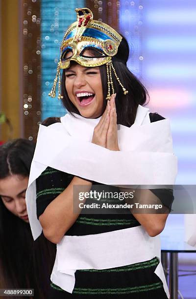 Selena Gomez visits the set of "Despierta America" to promote the film "Hotel Transylvania 2" at Univision Studios on September 18, 2015 in Miami,...