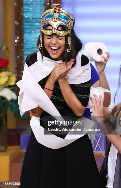 Selena Gomez visits the set of "Despierta America" to promote the film "Hotel Transylvania 2" at Univision Studios on September 18, 2015 in Miami,...