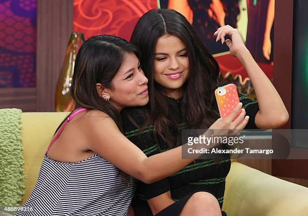 Selena Gomez visits the set of "Despierta America" to promote the film "Hotel Transylvania 2" at Univision Studios on September 18, 2015 in Miami,...