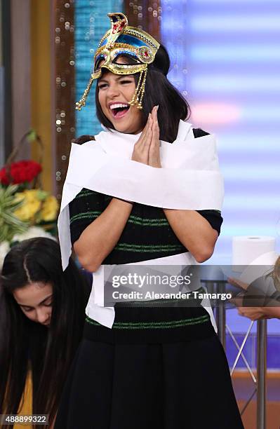 Selena Gomez visits the set of "Despierta America" to promote the film "Hotel Transylvania 2" at Univision Studios on September 18, 2015 in Miami,...