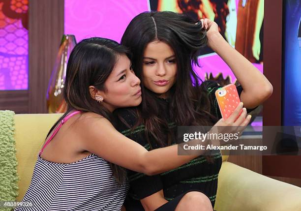 Selena Gomez visits the set of "Despierta America" to promote the film "Hotel Transylvania 2" at Univision Studios on September 18, 2015 in Miami,...